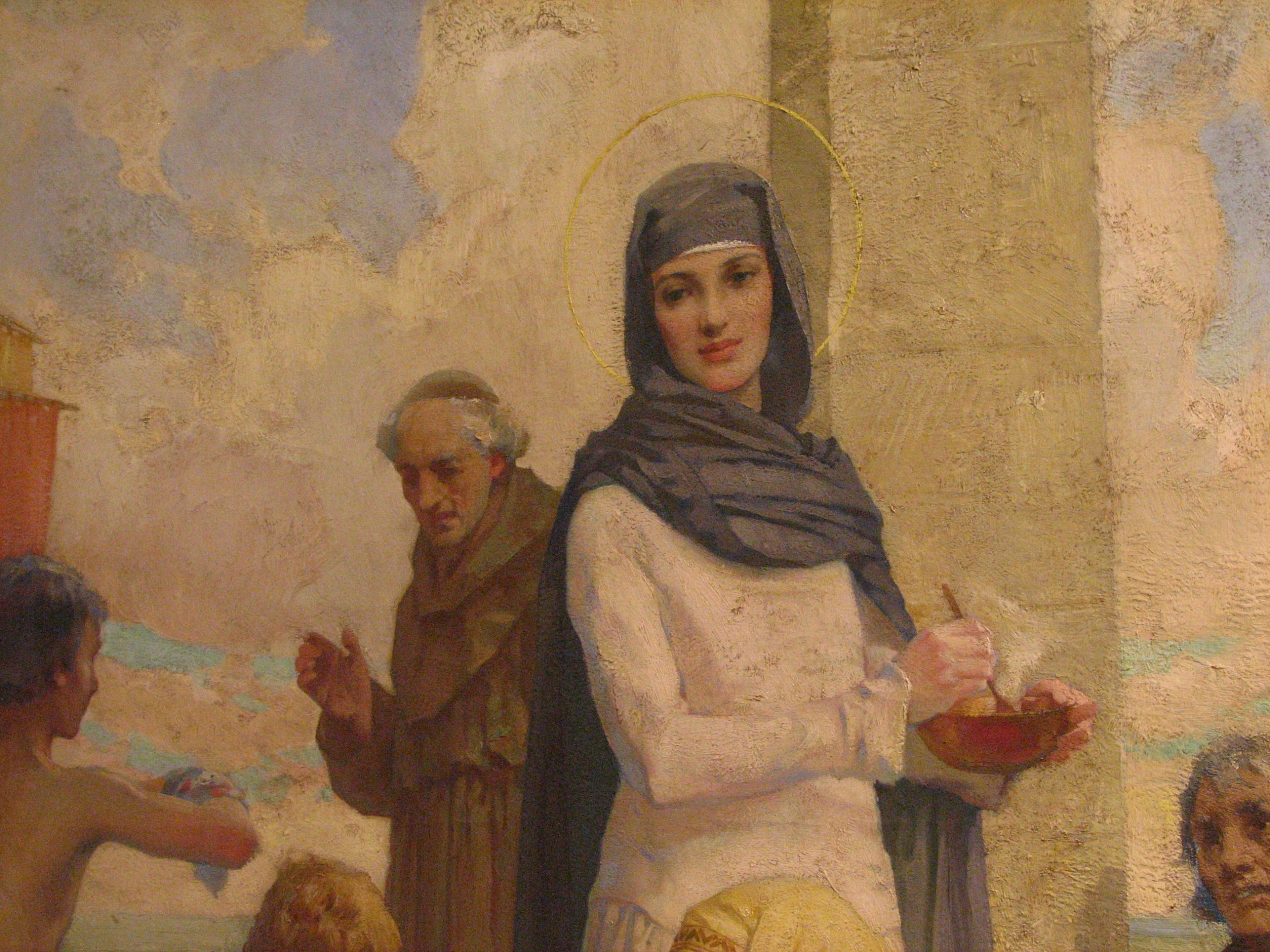 Wikimedia Commons: Detail from St. Hilda at Hartlepool by James Clark (Oil Painting)