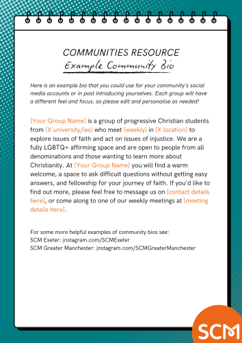 Example Community Bio for Socials- image